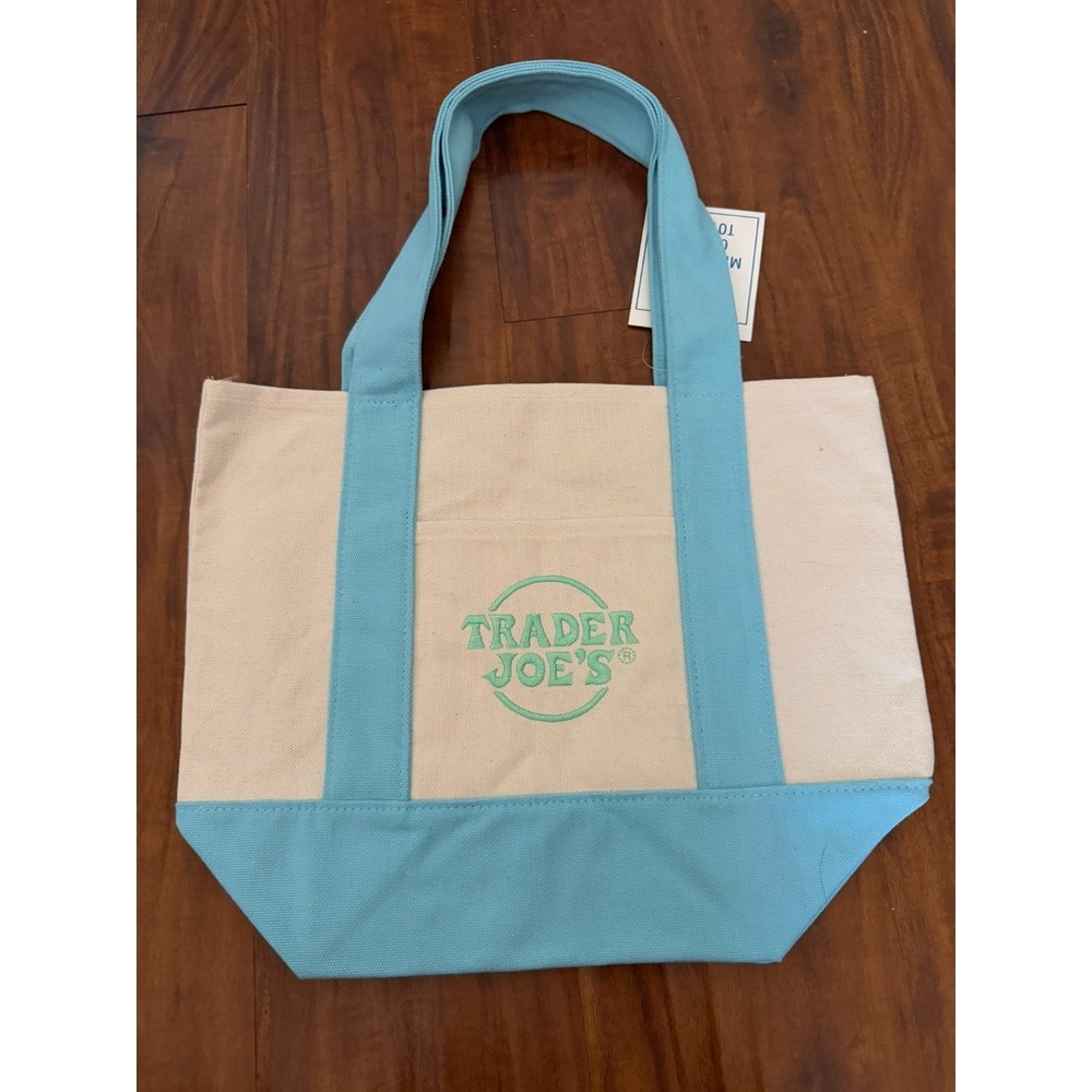 Trader Joe's Pastel Blue Mini Tote Bag NEW HTF NWT Easter Spring 2026